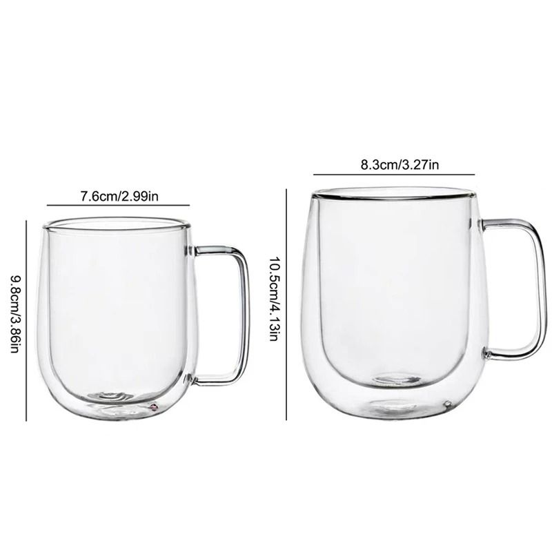 Heat Resistant Double Wall Glass Coffee Mug with Handle