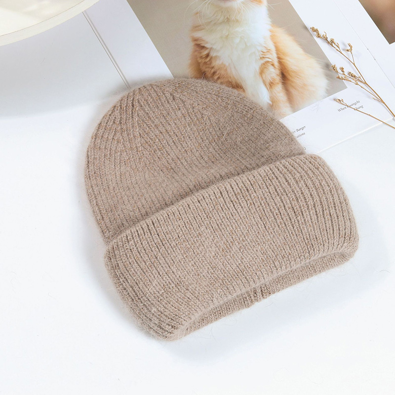 Real Rabbit Fur Winter Hat Fashion Women Beanie Warm Solid CoverWomen Solid Adult Cover Head Cap