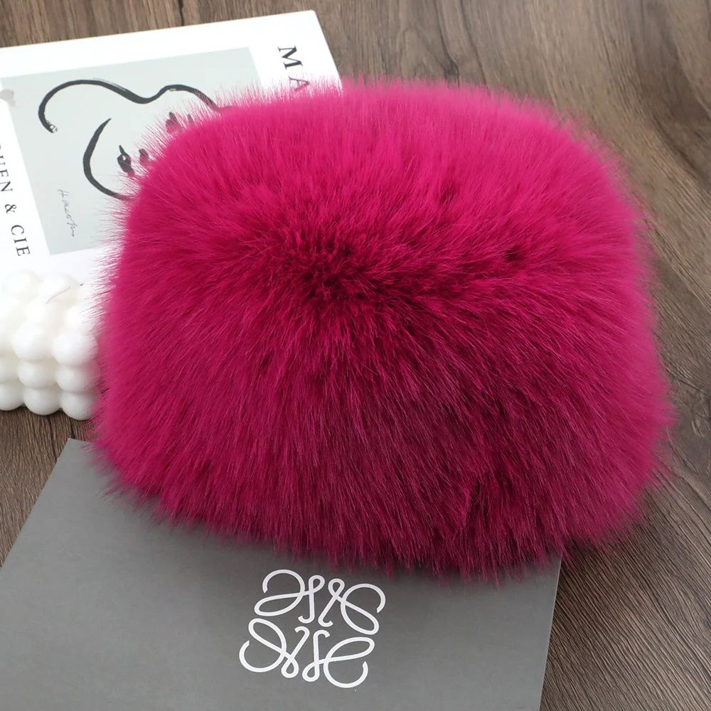 Womens Fluffy Faux Fur Winter Bomber Hat
