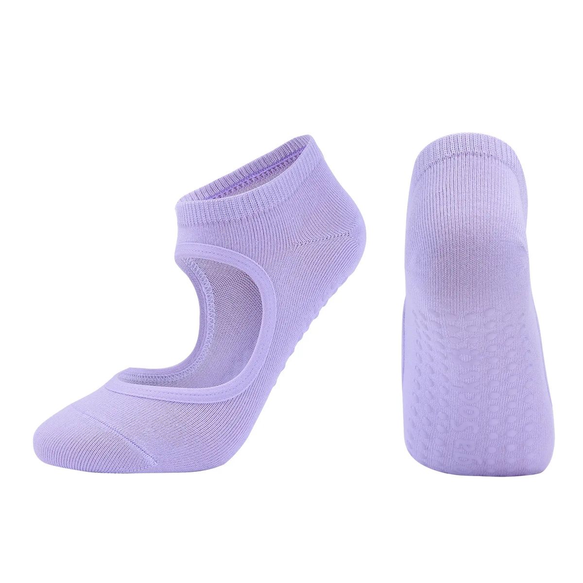 Womens Silicone Anti-Slip Backless Yoga Socks US 5-10.5– Non-Slip Pilates & Ballet Fitness Grip Socks