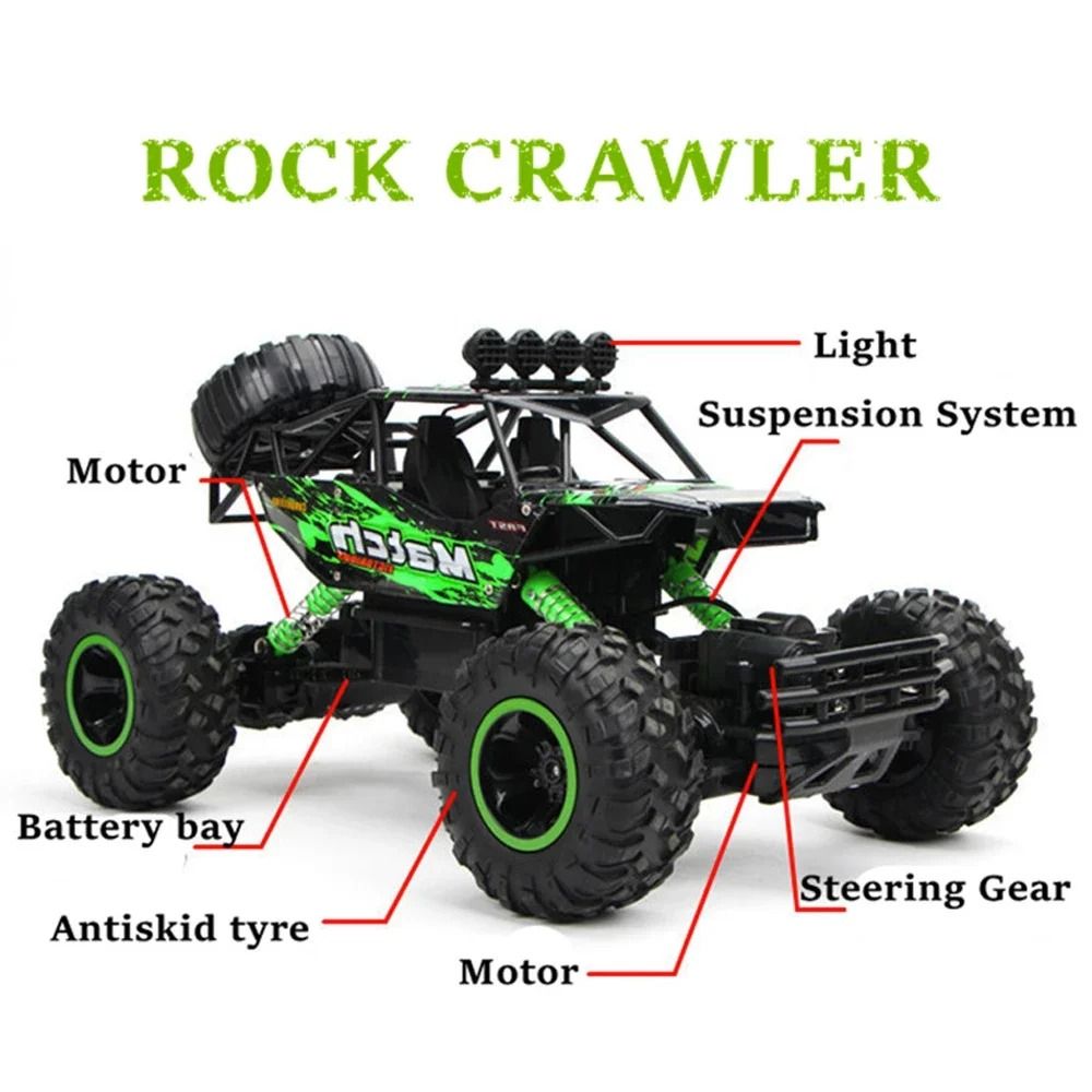 4WD RC Off-Road Car with Shockproof Suspension and 2.4GHz Remote Control – 1:12 / 1:16 Scale