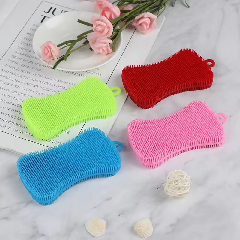 Silicone Kitchen Scrubber Brush – Gentle & Effective Pot Pan Cleaner