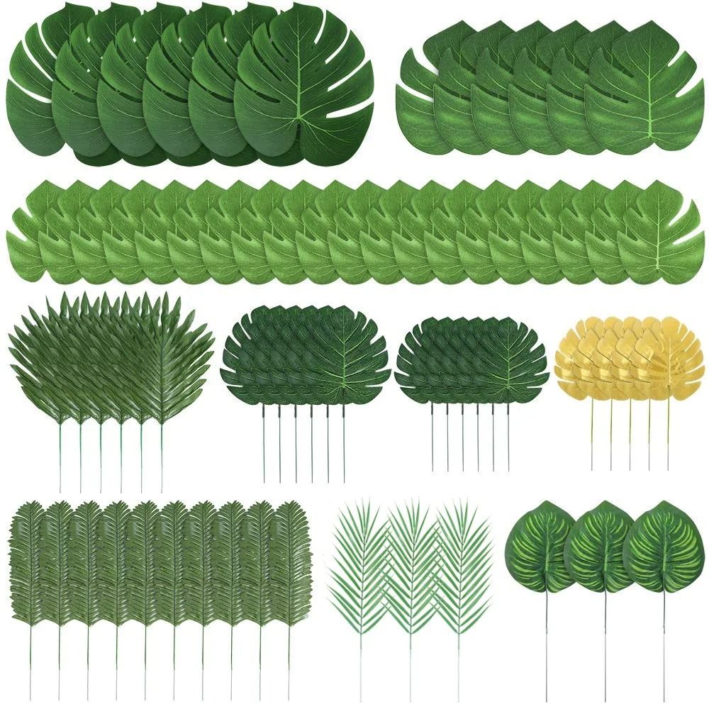 Tropical Palm Leaves Set Artificial Jungle Leaf Decor for Parties and Home Styling