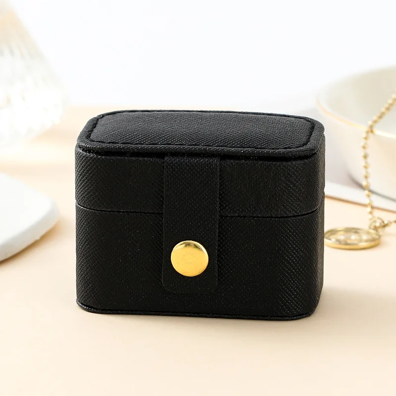 Small Jewelry Organizer Box, Portable Mini Leather Gift Case for Ring Earring Necklace Storage