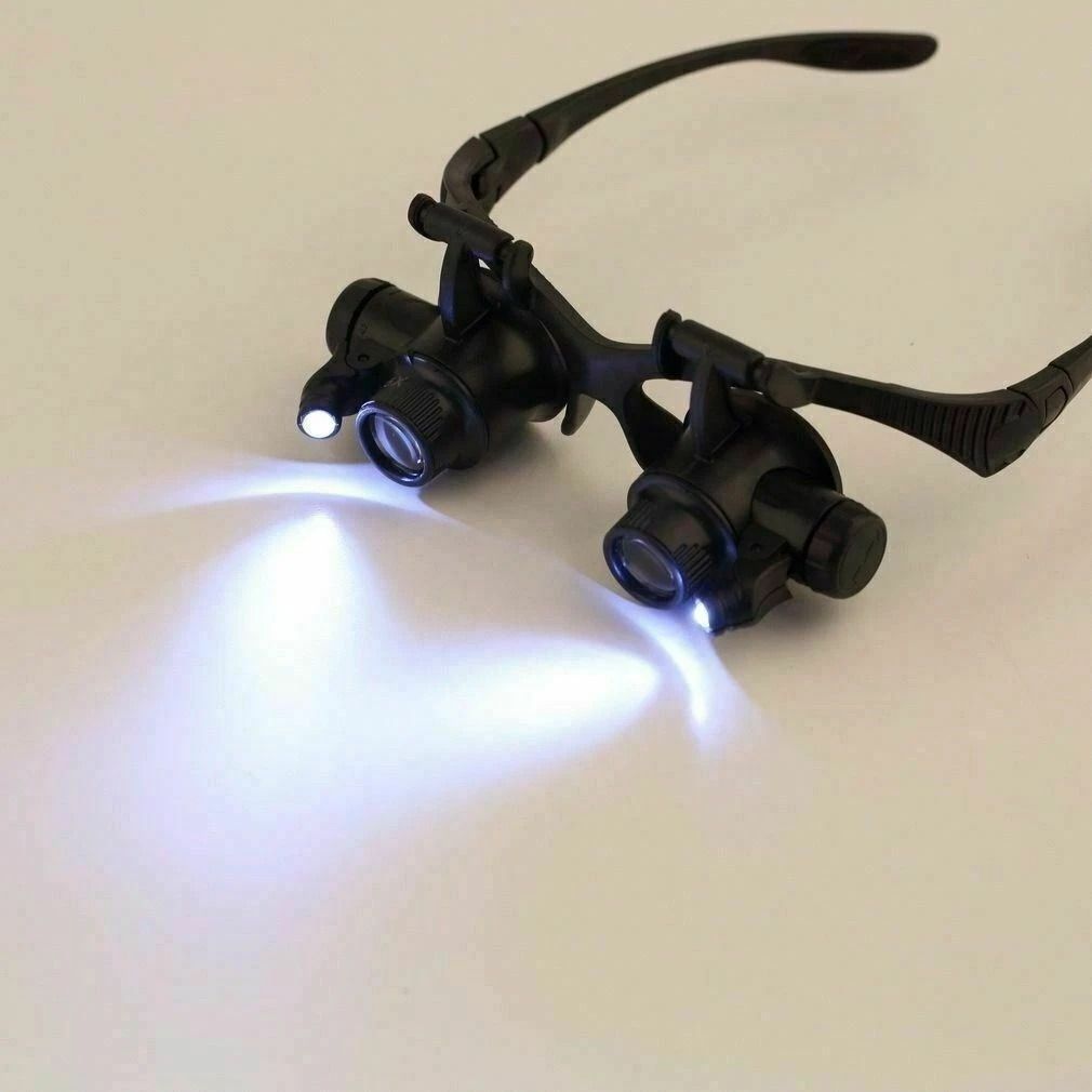 Double Eye LED Magnifying Glass for Jewelry & Watch Repair with Lenses