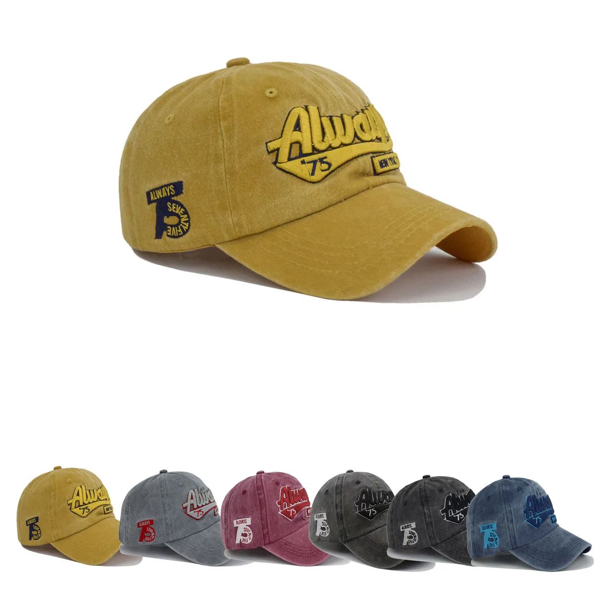 Vintage Washed Denim Baseball Cap with Embroidered Letter – Adjustable Unisex Streetwear Hat