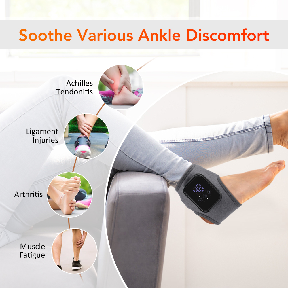 Foot Heat Massager, Hot Compresses & Vibration Massager, Timer, Breathable Material, USB, Foot and Ankle Joint