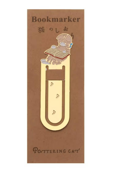 Gold Plated Cat Bookmark Folder Clip Cute Reading Label