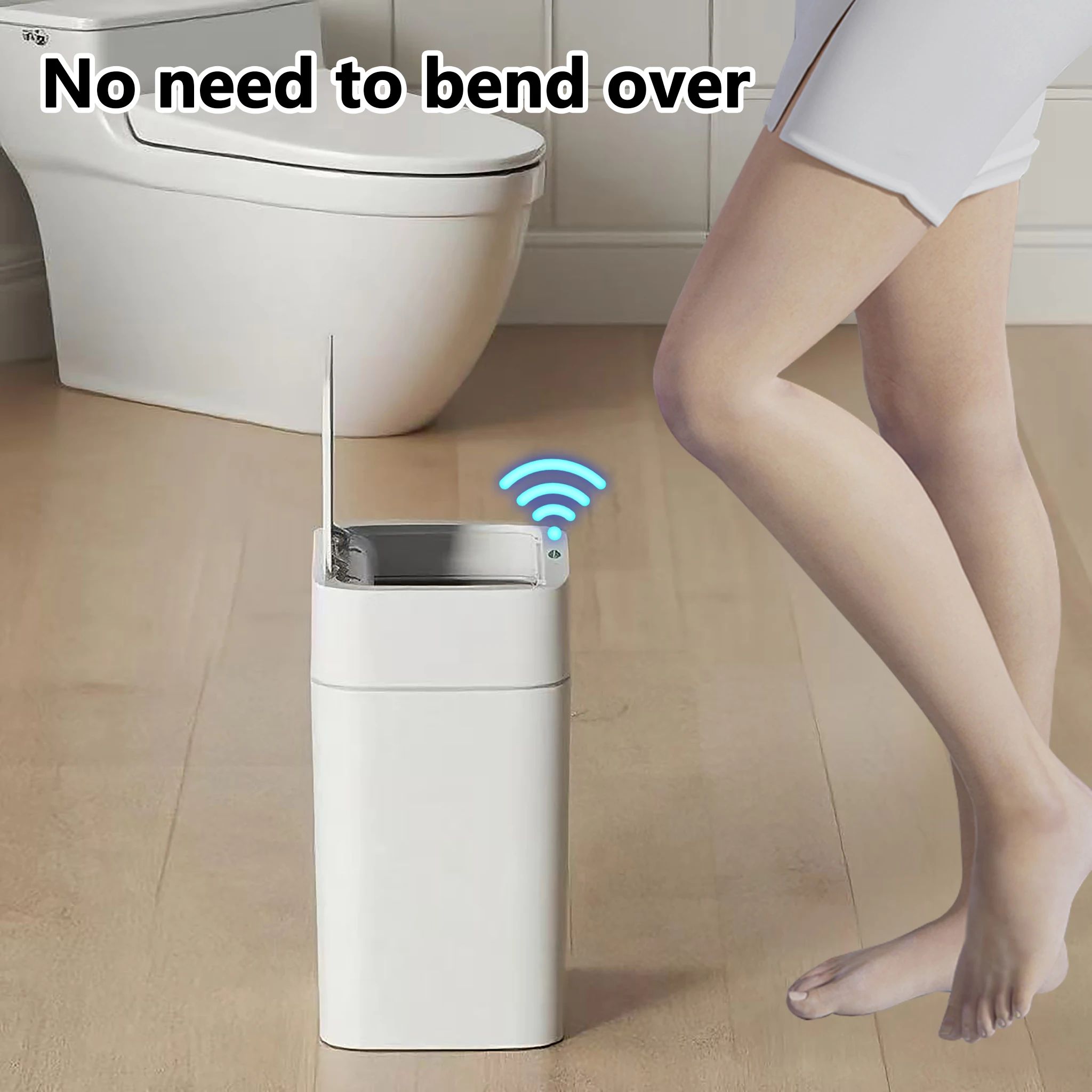 Touchless Motion Sensor Trash Can with Quiet Soft-Close Lid - Smart Automatic Trash Can for Kitchen, Bathroom & Office