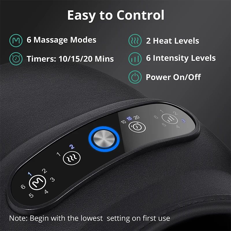 Wireless Electric Hand Massager with Air Compression & Hot Compress for Palm Acupoint, Finger Arthritis Relief