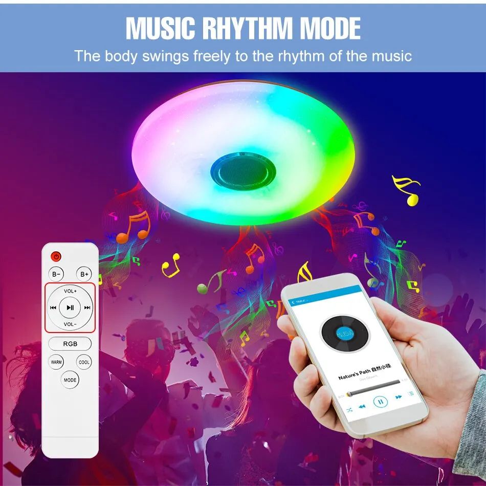 Smart RGB LED Ceiling Light with App and Remote Control