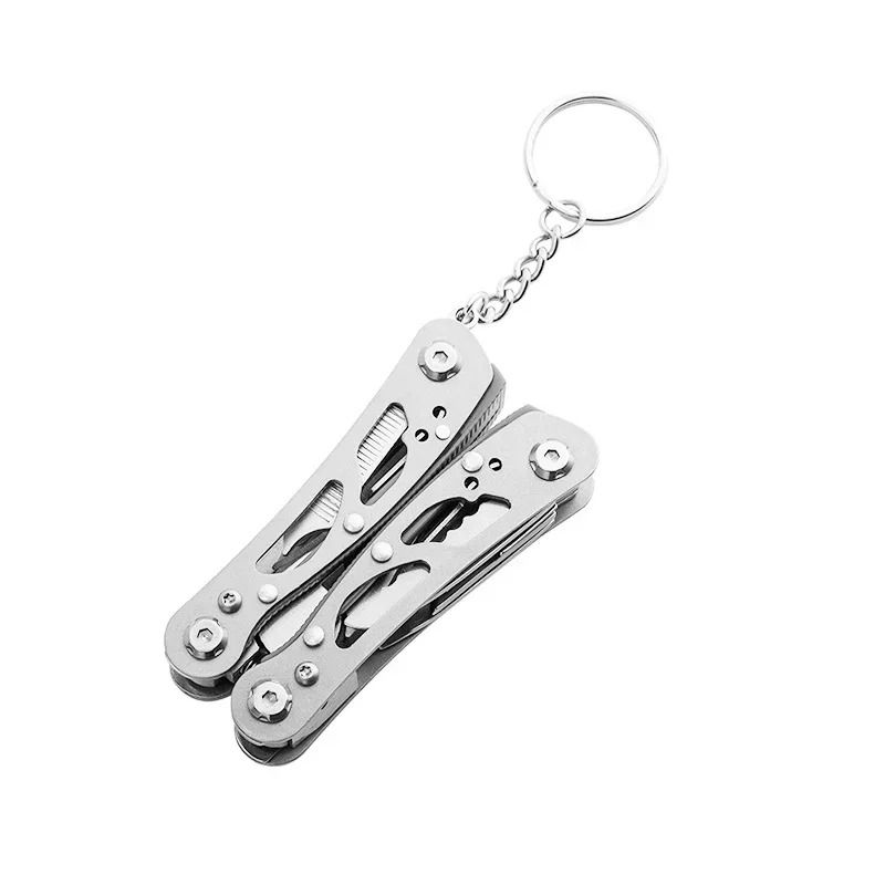 Compact Stainless Steel Folding Multitool Pliers with Keychain