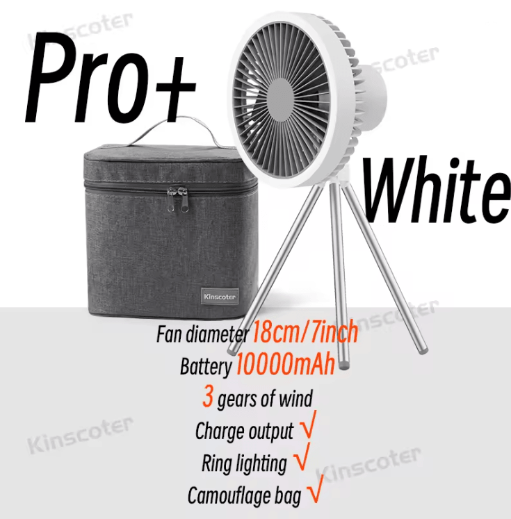 BreezeMax Rechargeable Camping Fan with Power Bank and LED Light