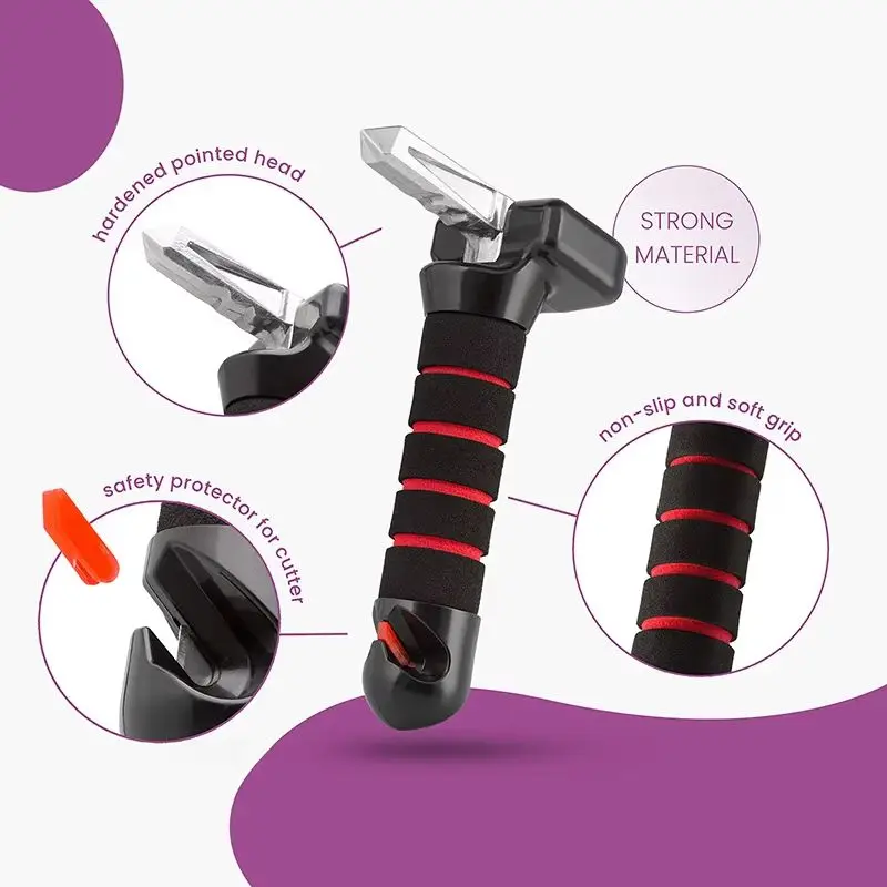 Car Door Assist Handle for Elderly with Anti Slip Grip and Window Breaker