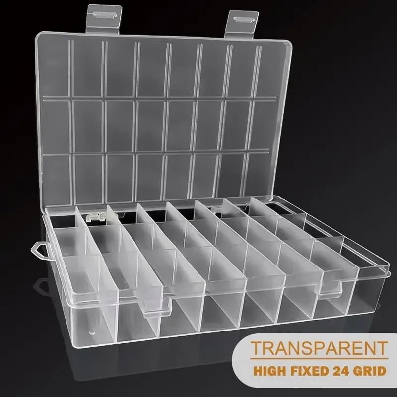 24 Grid Compartment Plastic Storage Box Organizer for Jewelry and Beads