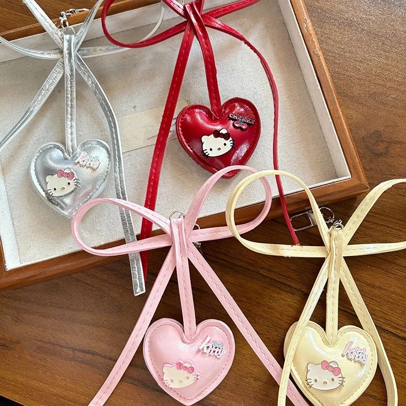 Cute Cartoon Kitten Plush Keychain – Heart Shaped PP Cotton Backpack & Car Hanging Pendant Gift