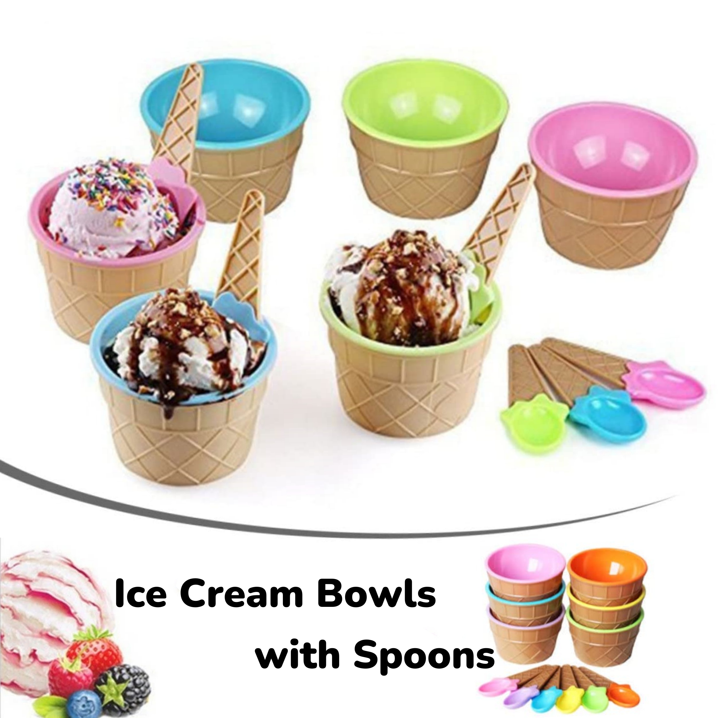 Ice Cream Bowls Set Vibrant Colors Sundae Kit Spoons for Summer Holiday Parties and Ice Cream Bowl Gift Decor