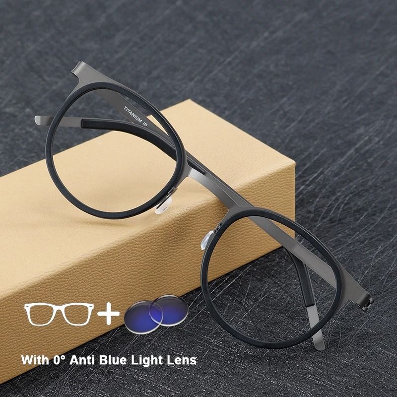 Pure Titanium Eyewear Frame Men Blue Light Blocking Screwless Design