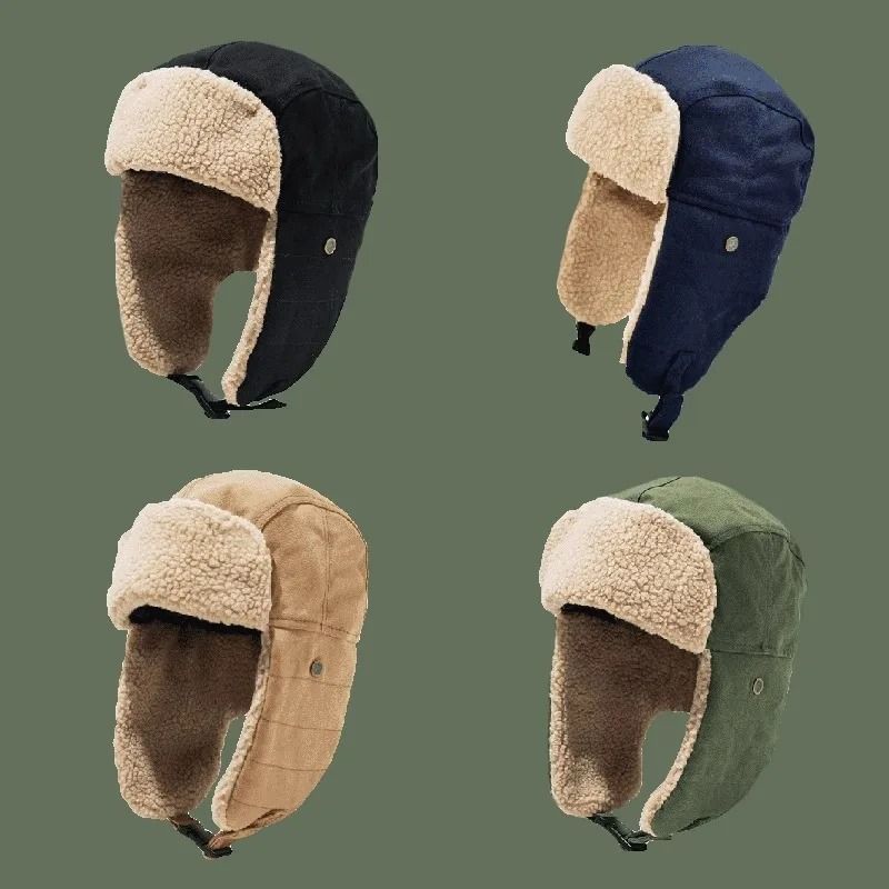 Korean Style Winter Trapper Hat Warm Ear Flap Ski Cap for Men and Women