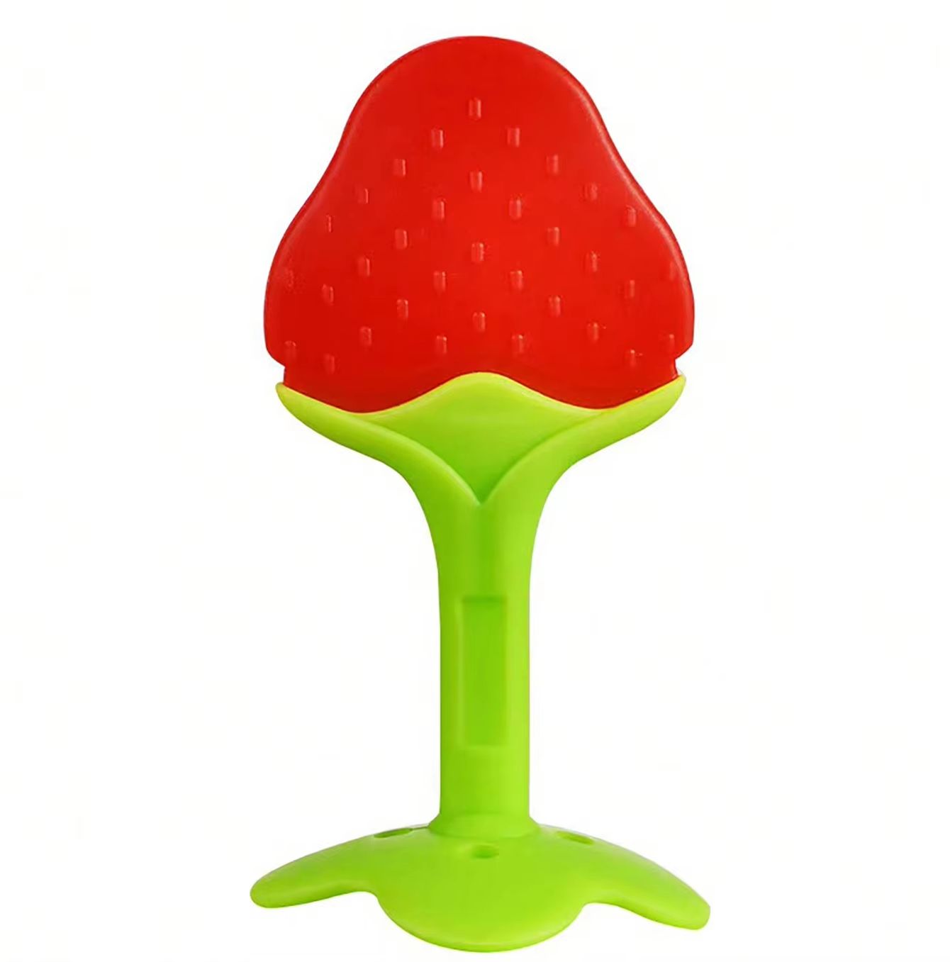 Soft Silicone Strawberry & Grape-Shape Baby Teether Ring