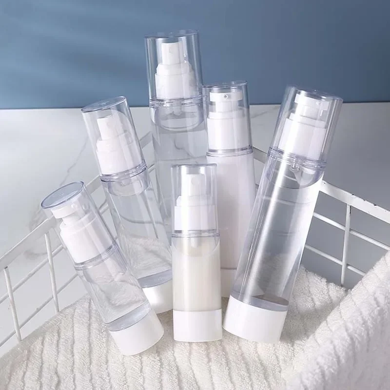 Bottle Travel Size Dispenser Makeup Container, Clear Airless Cosmetic Cream Pump for Lotion and Gel