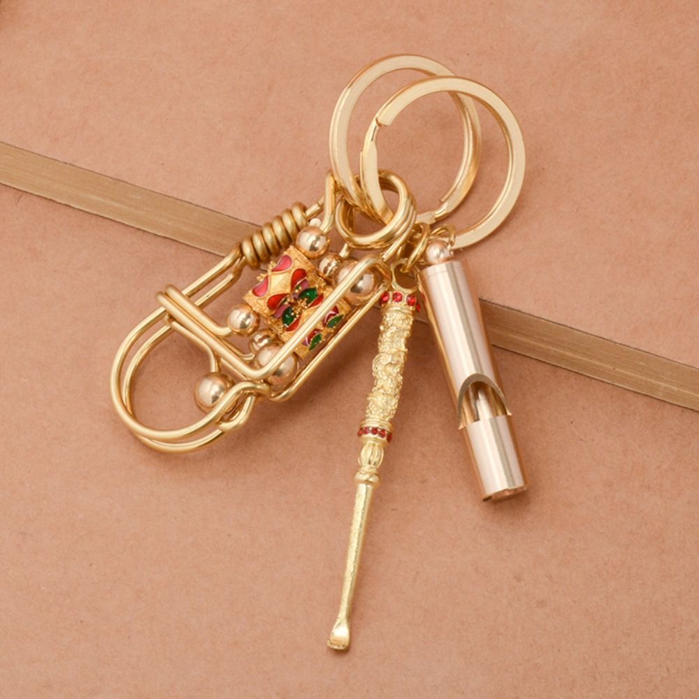 Portable Handmade Brass Keychain, Birdie Keyring, Creative Car Buckle, Wire Winding Keyring, Waist Pendant Gift for Men