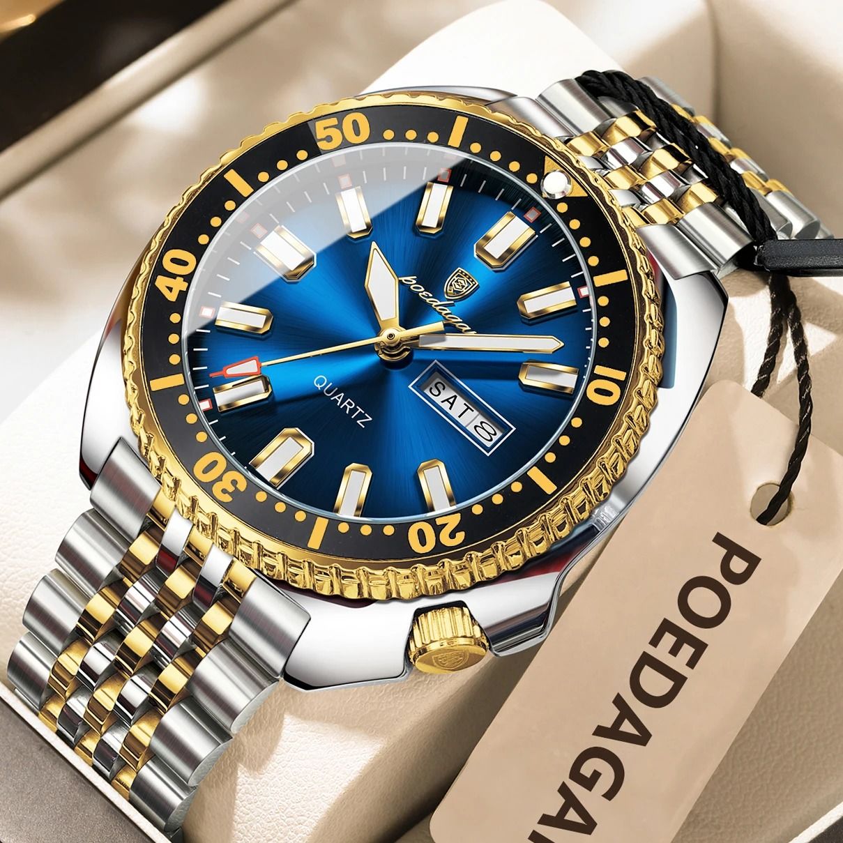 Poedagar Business Men Watch Waterproof Luminous Date Week
