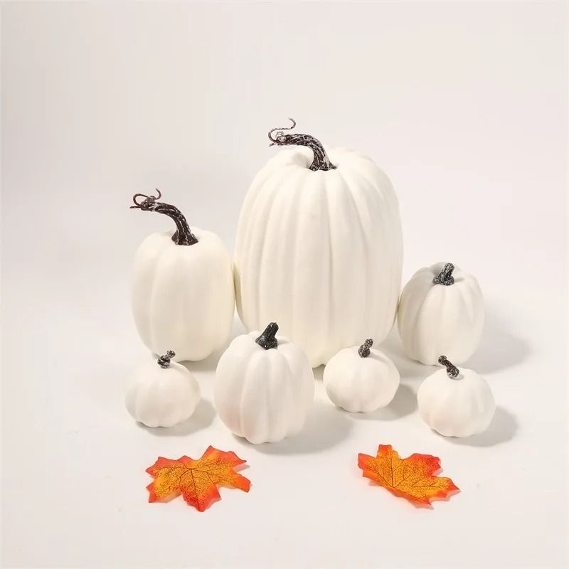 Artificial Pumpkin Set 7PCS Fake Pumpkins for Halloween Autumn Harvest Decor