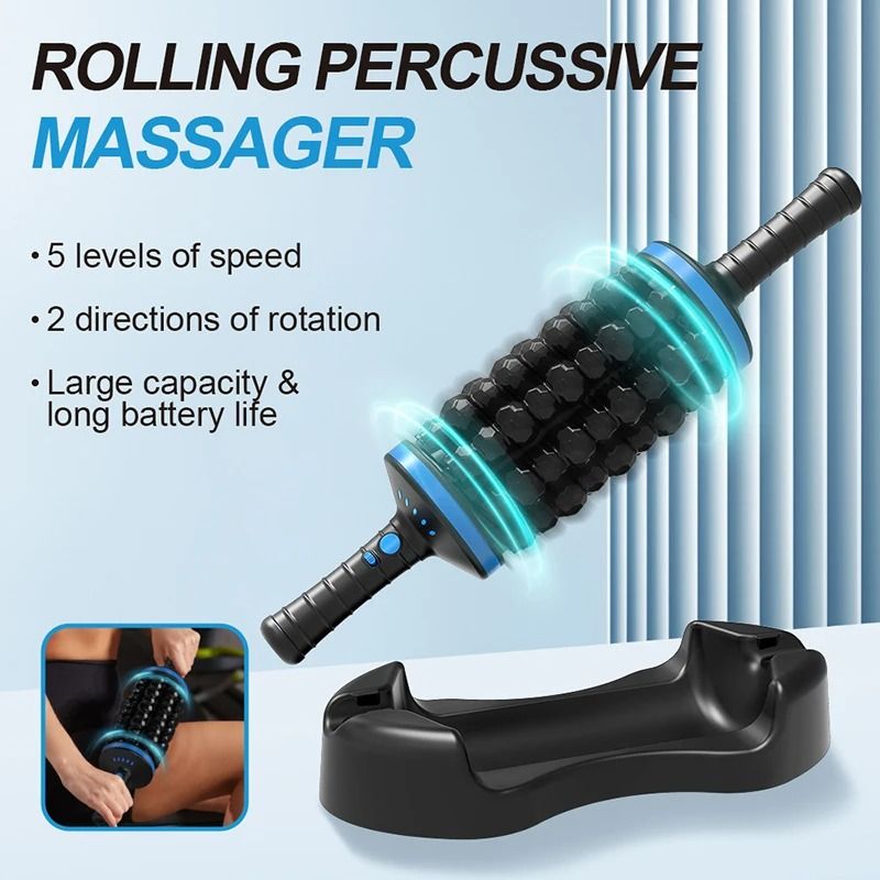 Cordless Roller Body Massager Rechargeable 360 Degree Percussive Muscle Relaxer