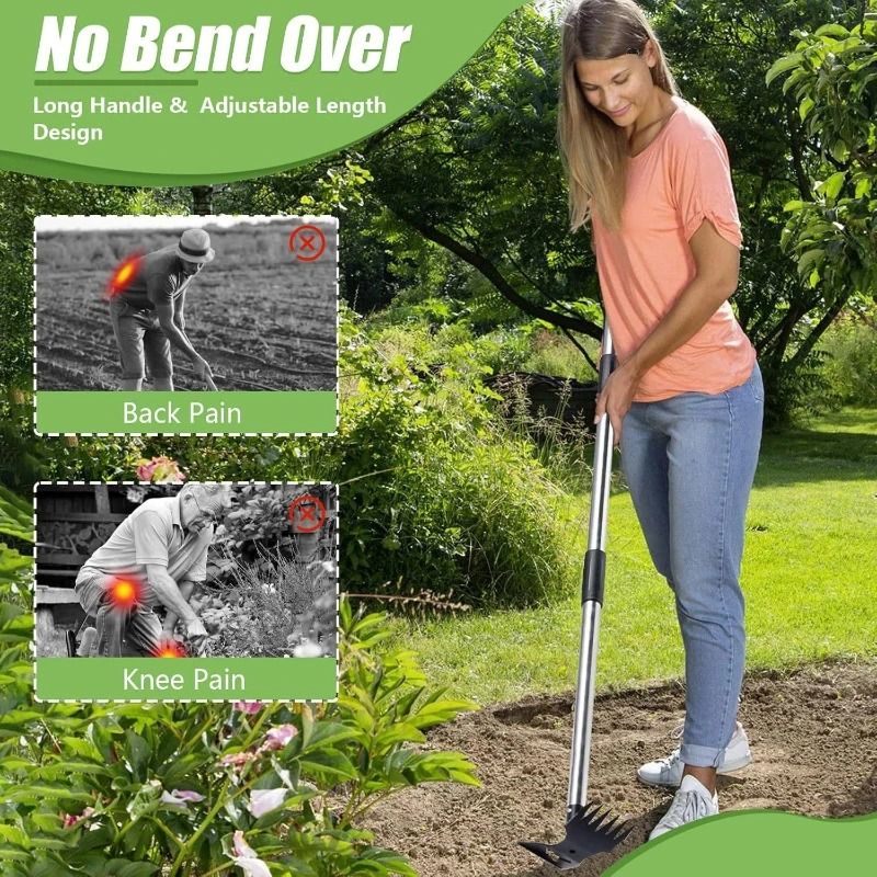 2-in-1 Assembly Weed Puller and Garden Hoe with 148cm Adjustable Handle