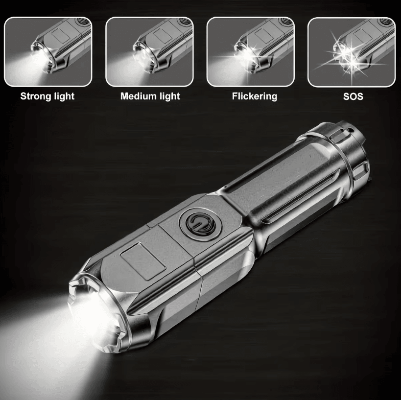 Rechargeable 100,000 Lumen Tactical LED Flashlight with Zoom for Hunting and Camping
