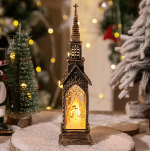 Festive Christmas LED Lantern Night Light Santa & Snowman Table Decor