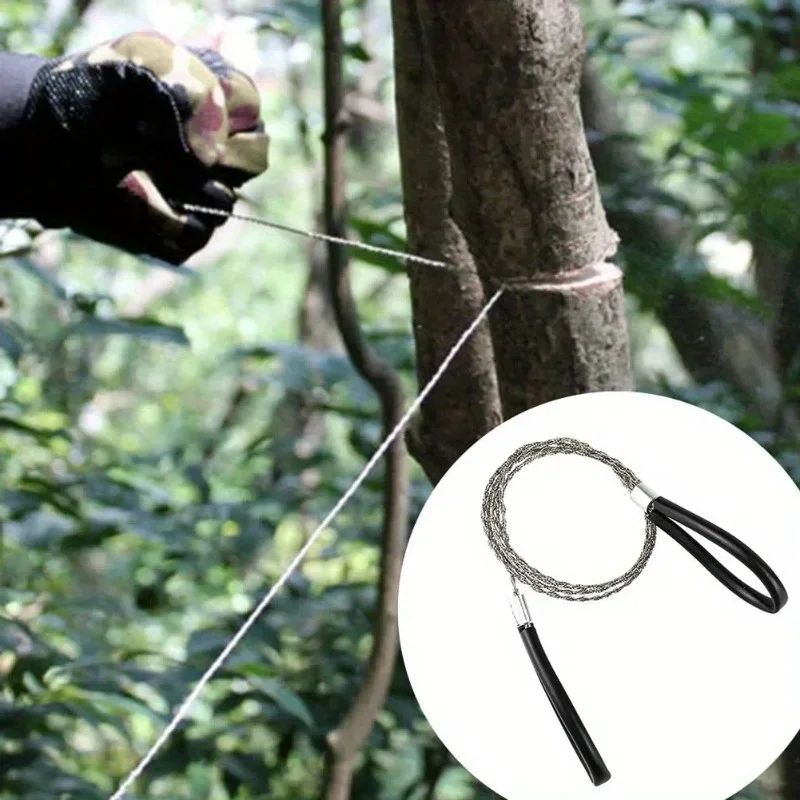 Portable Stainless Steel Wire Saw with Finger Handles – Survival Wire Saw for Camping & Hiking