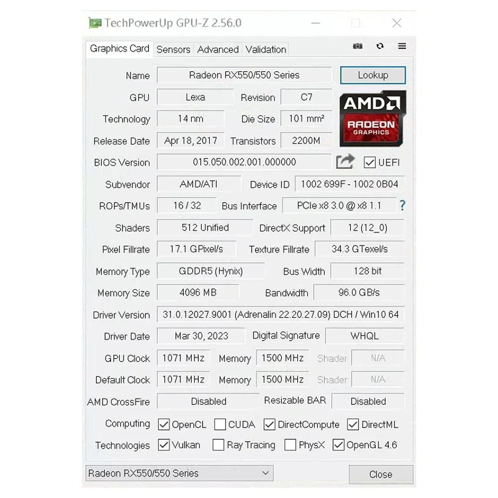 SOYO Radeon RX 550 4GB GDDR5 Graphics Card