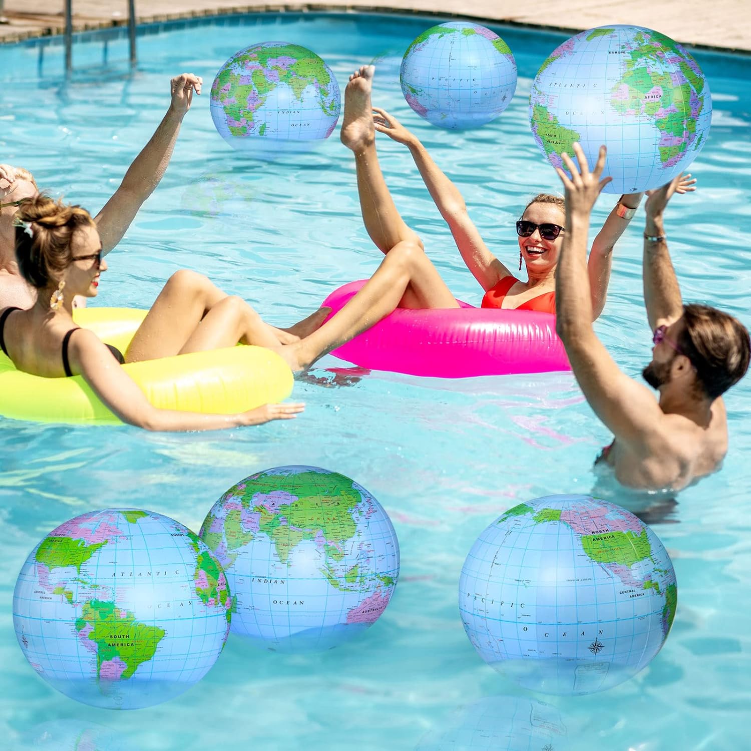 Inflatable Globe Beach Ball for Kids Fun Educational World Map Toy