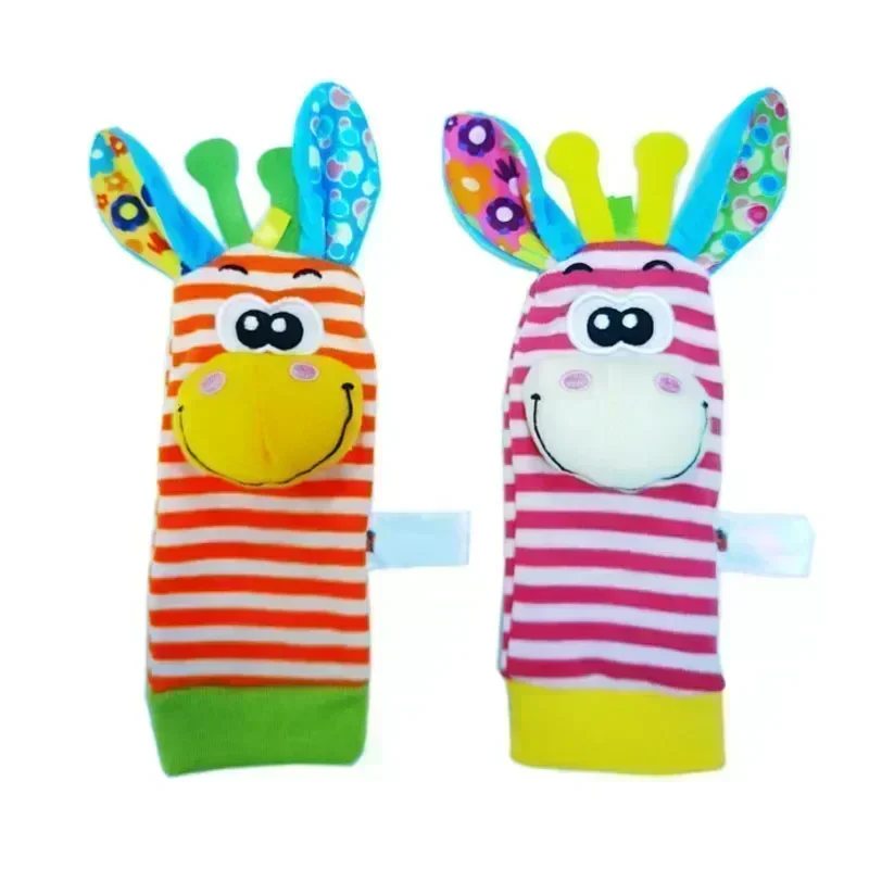 Toddler Socks with Bug Wrist Strap + Rattle Baby Animal Foot Socks Pacifier Toys