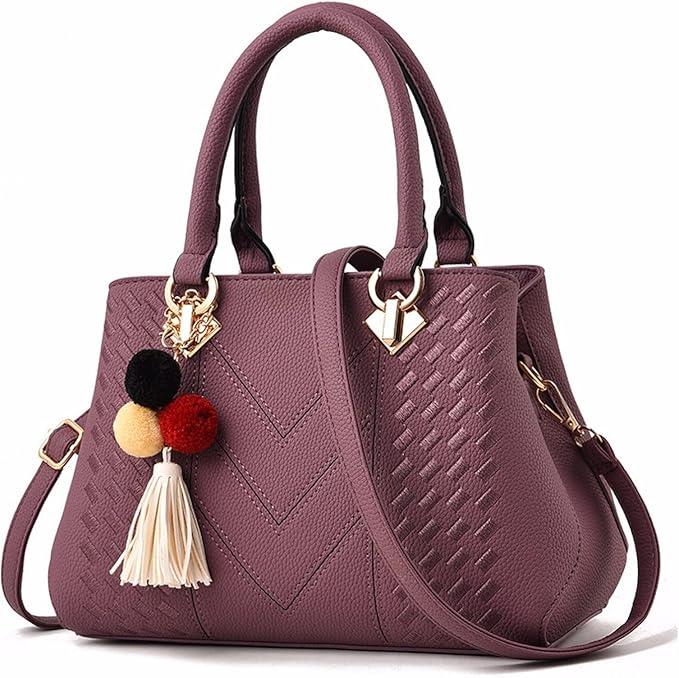 Elegant Embroidered Messenger Bag Stylish Women Leather Shoulder Handbag with Charm Accent