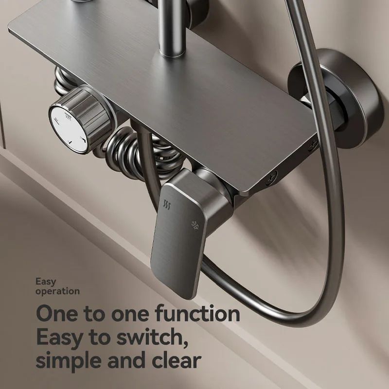 Gunmetal Gray Bathroom Shower System Set