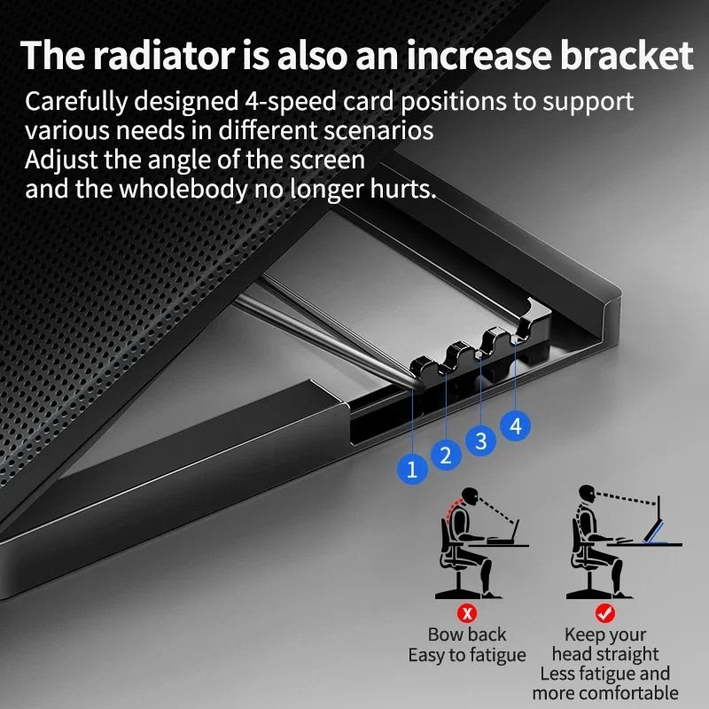 Q100 Gaming Laptop Cooling Pad LED Screen Laptop Cooler Stand 2600RPM Cooling Fan