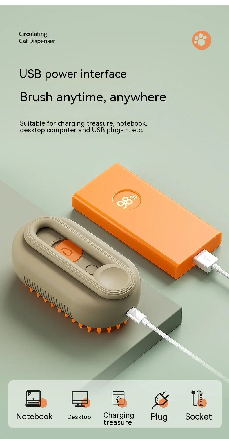 3 in 1 Electric Steam Pet Grooming Brush