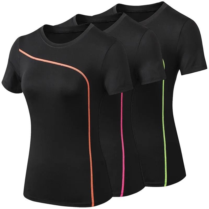 Quick Dry Stretch Slim Fit Yoga Top for Women Short Sleeve Sports Fitness T Shirt