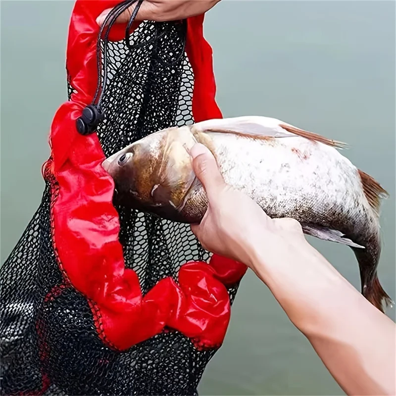 Portable Fishing Net with Drawstring Encrypted Mesh Fish Bag Fishing Collection Bag Login Net