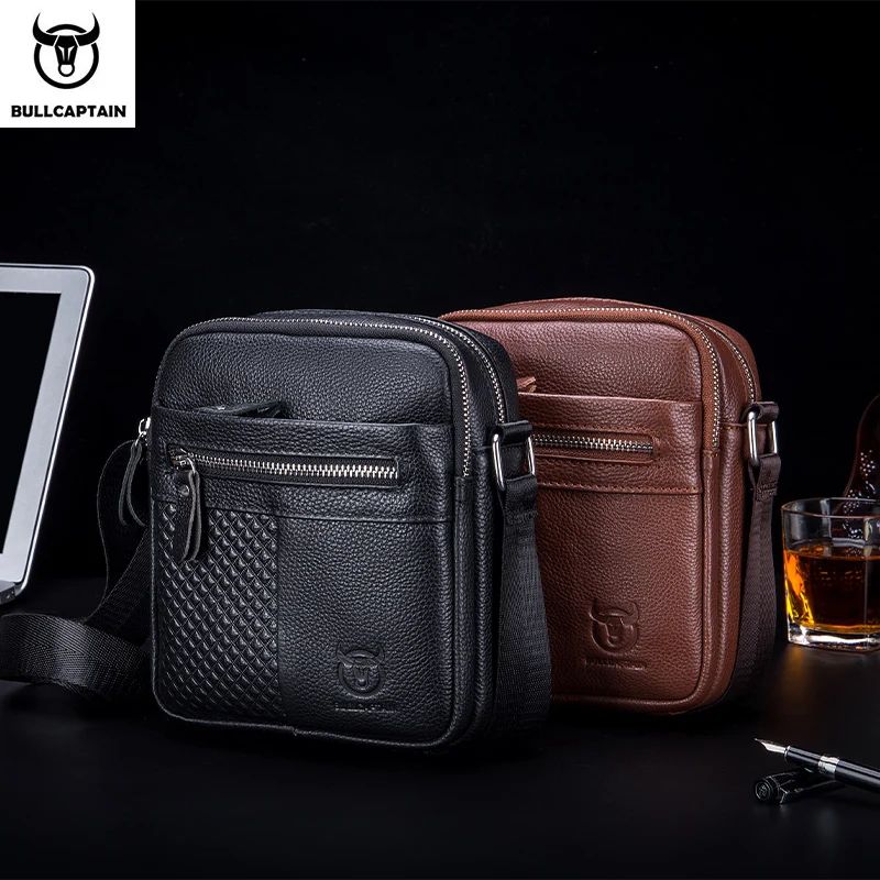 BULLCAPATIN Men's Genuine Leather Messenger Bag Shoulder Briefcase Satchel