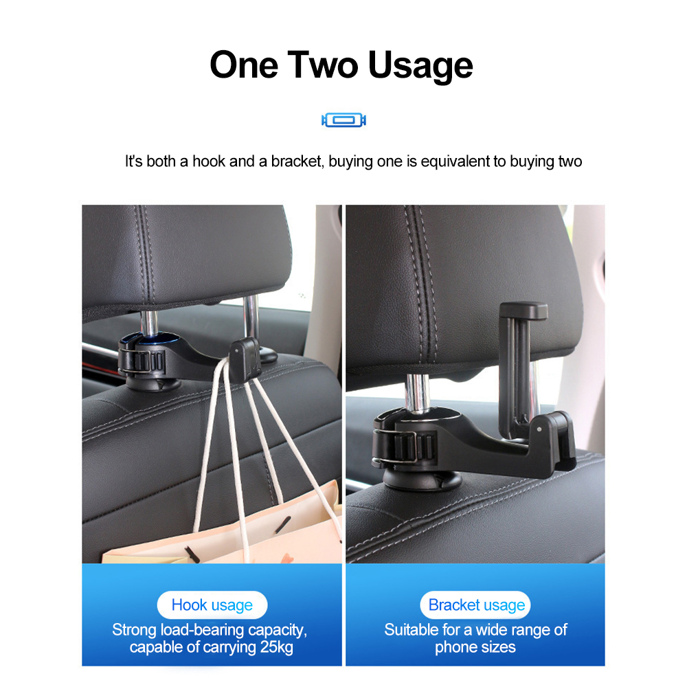 Universal Car Bracket Hook, Multi-Function Storage & Mobile Phone Holder for Rear Seat, Bag, Purse, Cloth