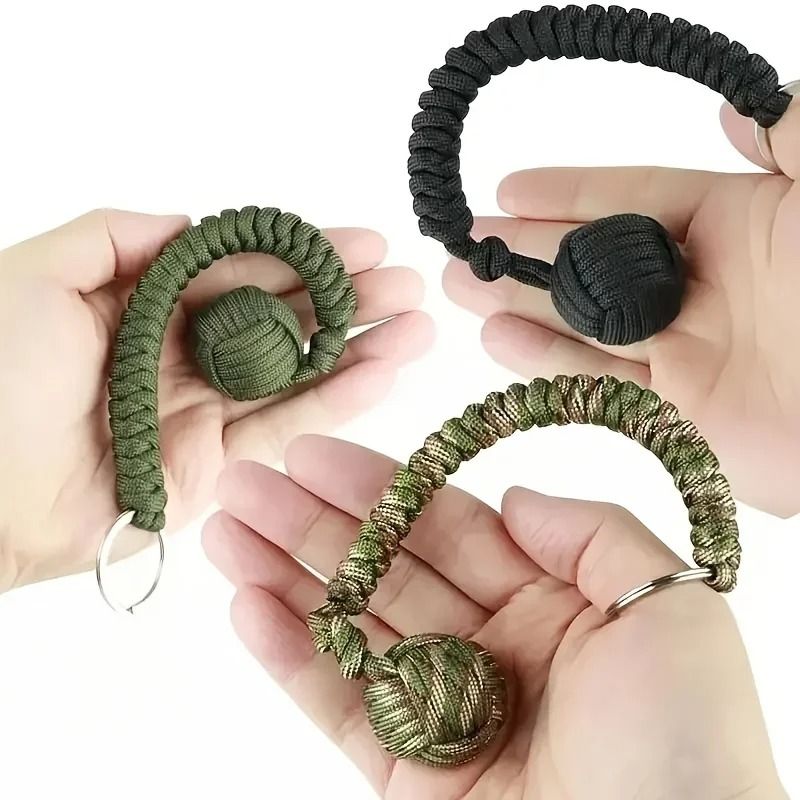 Monkey Fist Steel Ball Keychain | Paracord Self-Defense Survival Tool