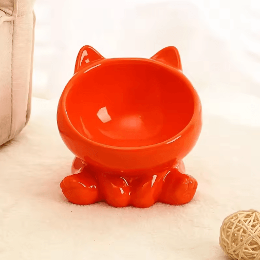Elevated Tilted Ceramic Cat Bowl – Cute Ergonomic Food & Water Dish