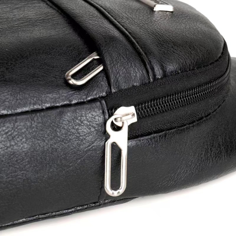 Retro Fashion Men Crossbody Bag, Black PU Material, Sling Bag, Casual Travel Bag