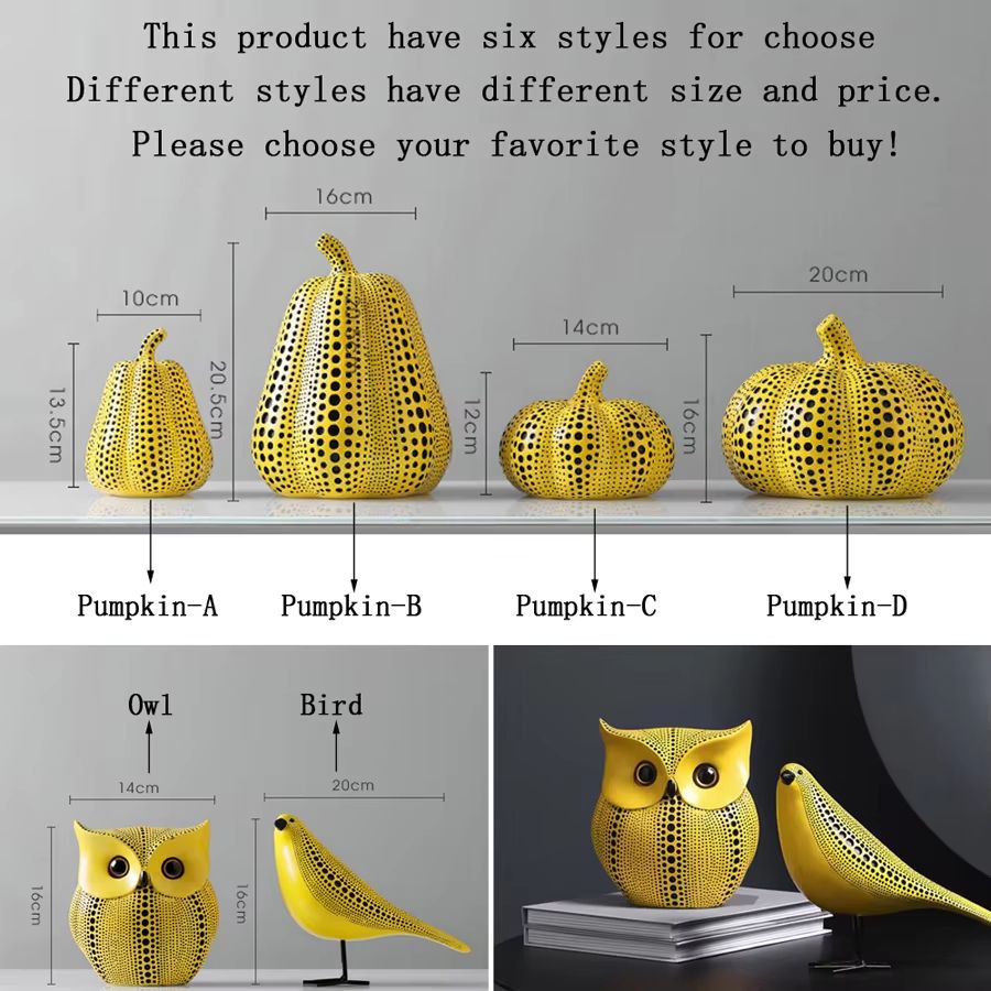 Funny Owl Pumpkin Figurine Decorative Statue for Fall, Halloween & Home Decor