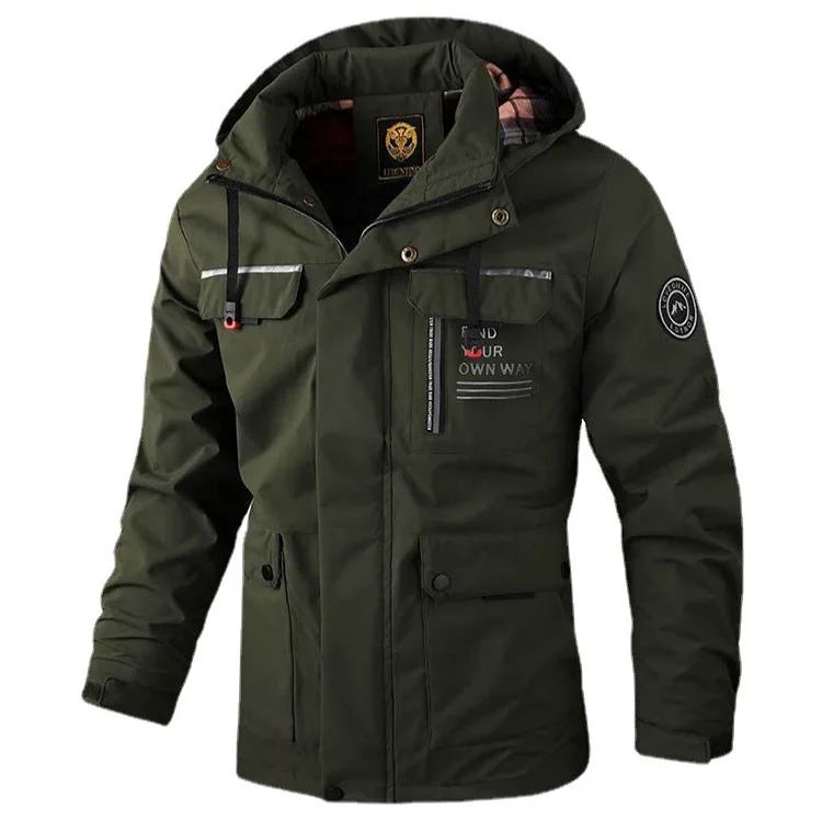 Mens Casual Waterproof Windbreaker Hooded Soft Shell Winter Jacket