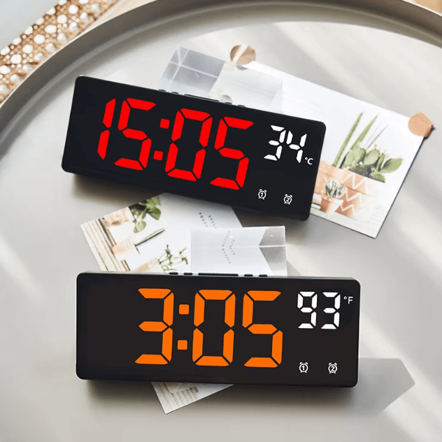 Voice-Control LED Digital Alarm Clock – Smart LED alarm clock with Mirror Display & Temperature Function